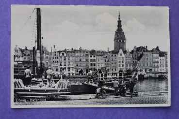 Ansichtskarte AK Elbing Elbląg 1930-1945 Hafen Schiff Arbeiter Häuser Geschäfte Ermland Masuren Ortsansicht Polen Polska